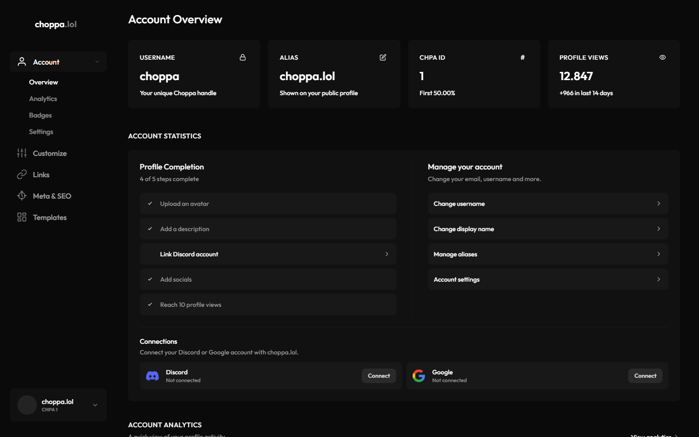choppa.lol account overview dashboard choppa.lol account overview dashboard